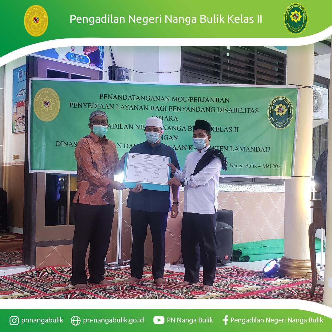 Penandatanganan MOU Antara PN Nanga Bulik Kelas II dengan DIKBUD Lamandau Bagi Penyandang Disabilitas